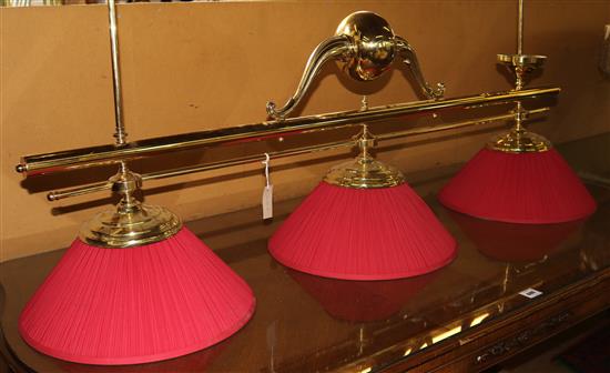 A lacquered brass billiards table lamp(-)